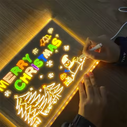 6x6 Inch LED Acrylic Writing Board with USB Light & 4 Markers  (Random Color)