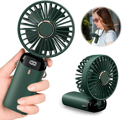 5-in-1 Portable Mini Fan with Digital Display – USB-C Rechargeable Handheld Fan (Random Colour)