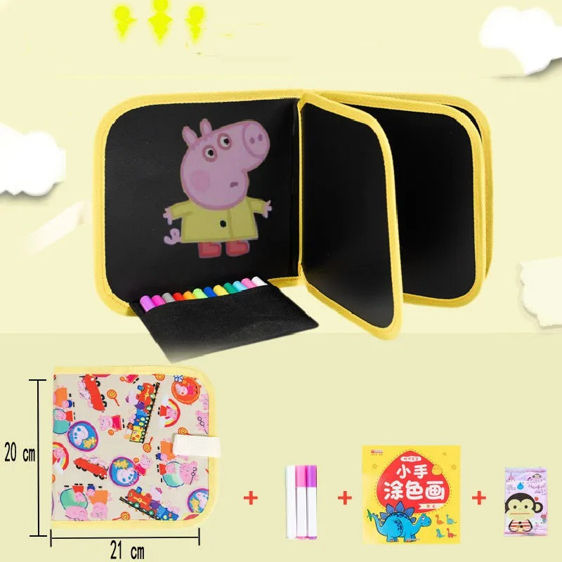 Erasable & Reusable Doodle Magic Blackboard Book with 3 Color Markers (Random Colour)
