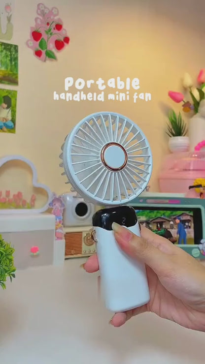 5-in-1 Portable Mini Fan with Digital Display – USB-C Rechargeable Handheld Fan (Random Colour)